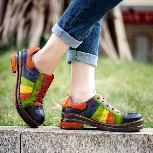 Hand-rubbed Color Stitching Spring Leather Women's Shoes - Ultim8 Designs 4 U