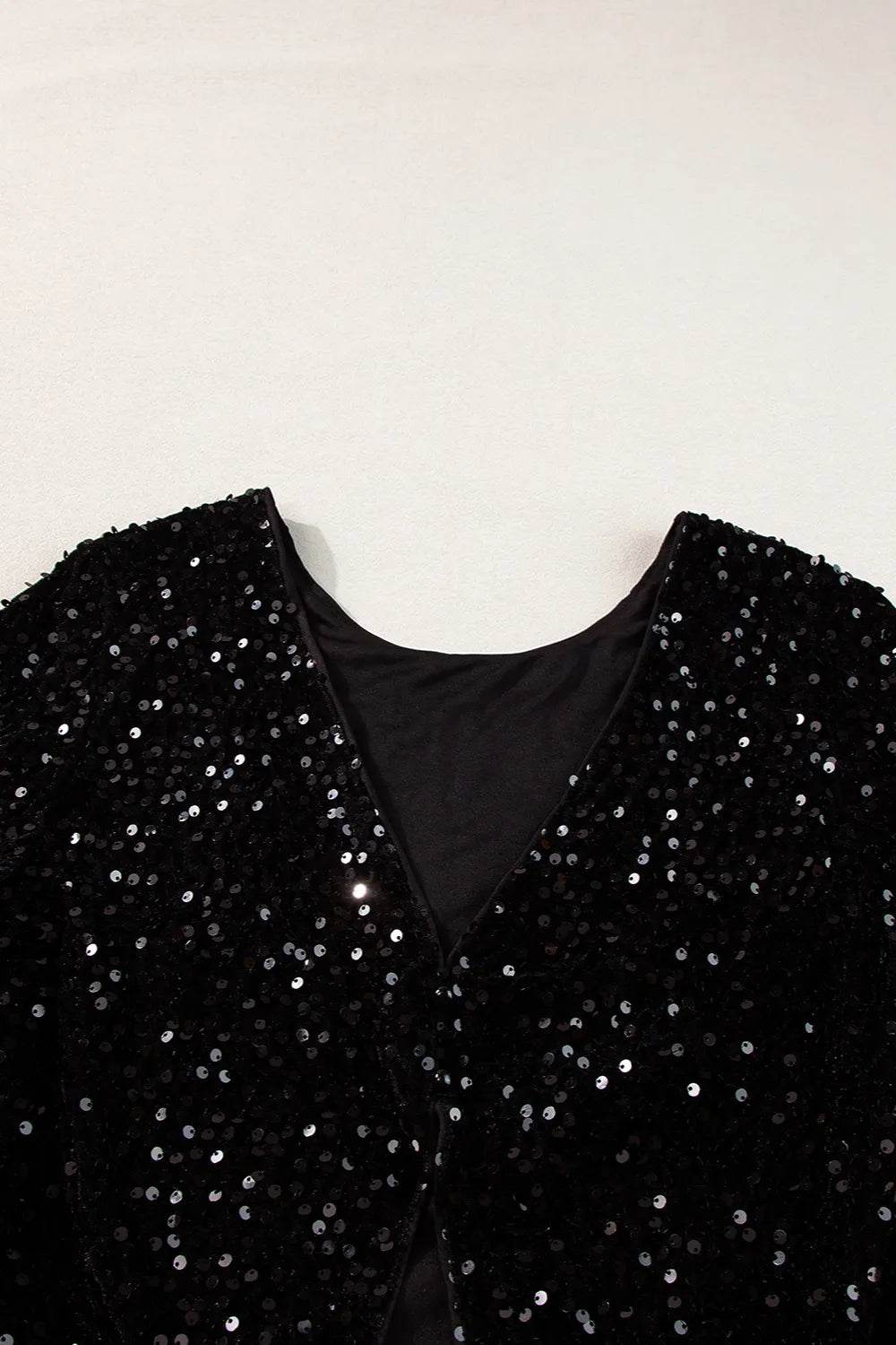 Sequin Round Neck Long Sleeve Blouse - Ultim8 Designs 4 U