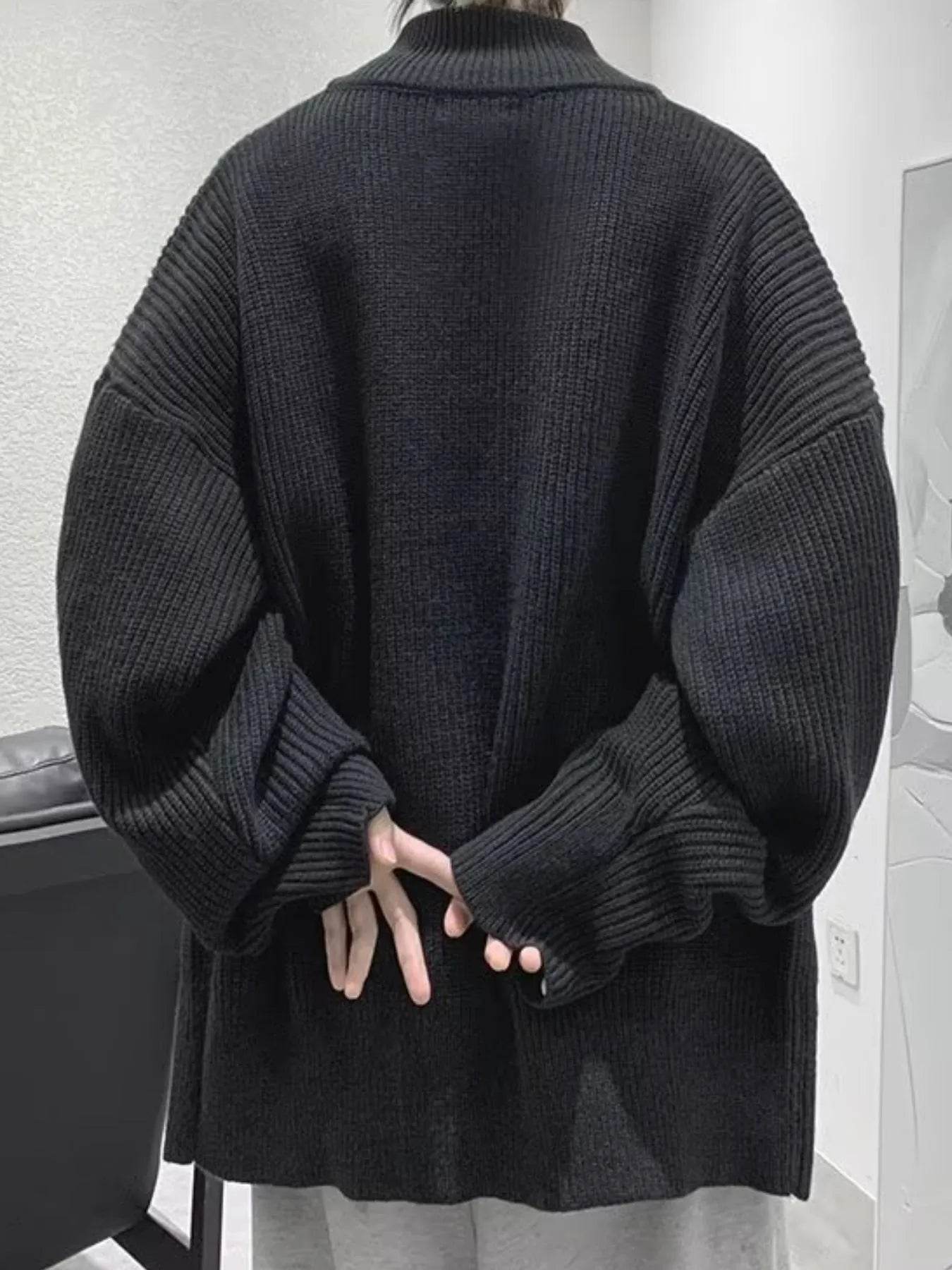 Men's Oversized Ribbed Zip-Up Sweater Cardigan - Ultim8 Designs 4 U