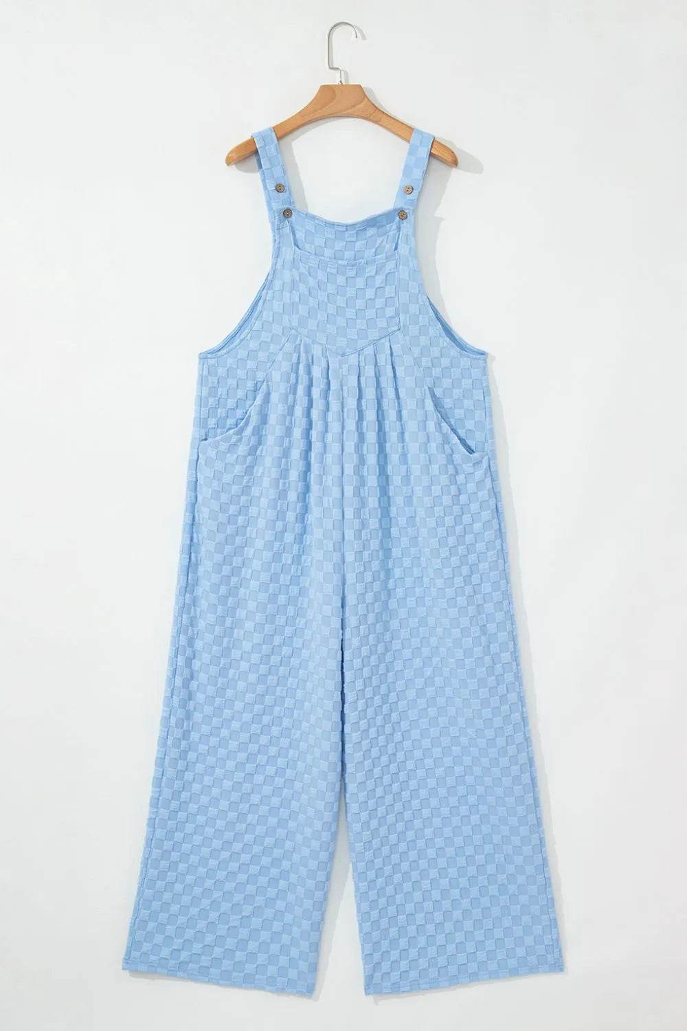 Checkered Pocketed Wide Leg Overalls - Ultim8 Designs 4 U