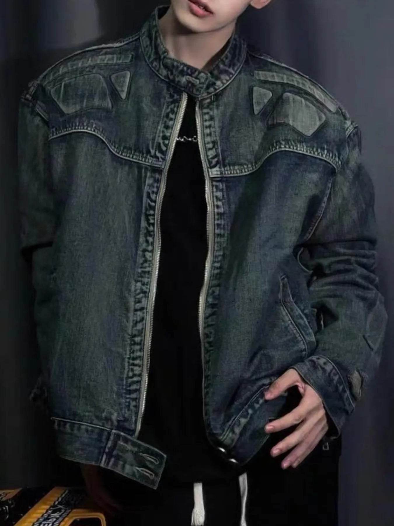 Men's Full Size Zip Up Washed Oversized Denim Jacket Plus Size - Ultim8 Designs 4 U