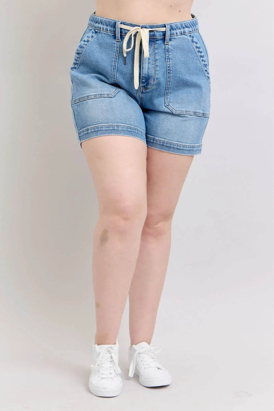 Judy Blue Plus Size High Waist Vintage Wash Denim Shorts - Ultim8 Designs 4 U