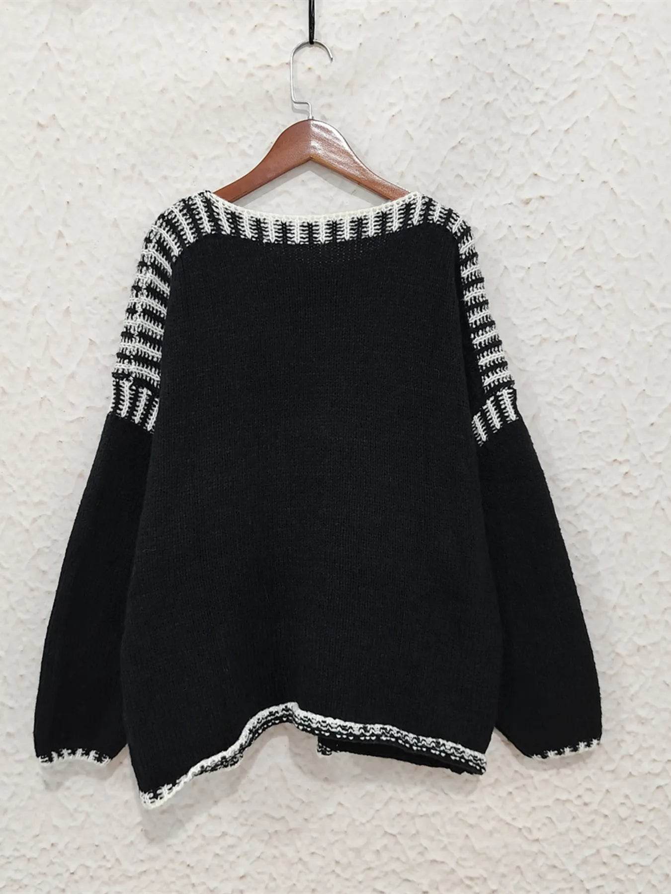 Contrast Trim Oversized Sweater - Ultim8 Designs 4 U