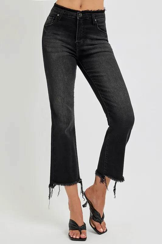 RISEN Full Size Raw Hem Cropped Flare Jeans Plus Size - Ultim8 Designs 4 U