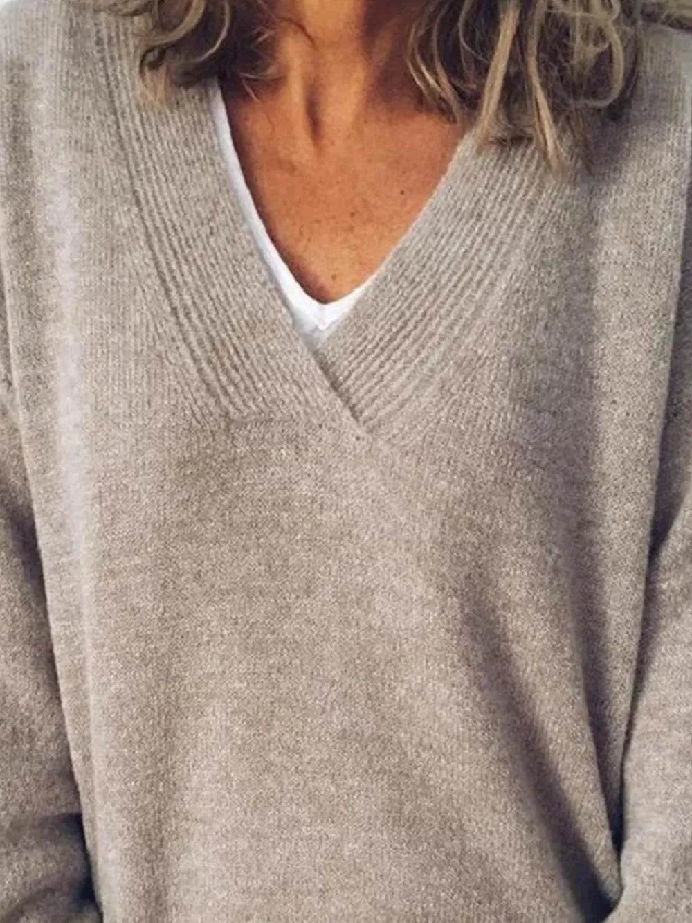 V-Neck Dropped Shoulder Sweater - Ultim8 Designs 4 U