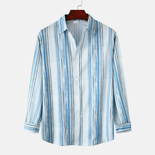 Men's Striped Button-Up Long Sleeve Shirt - Ultim8 Designs 4 U