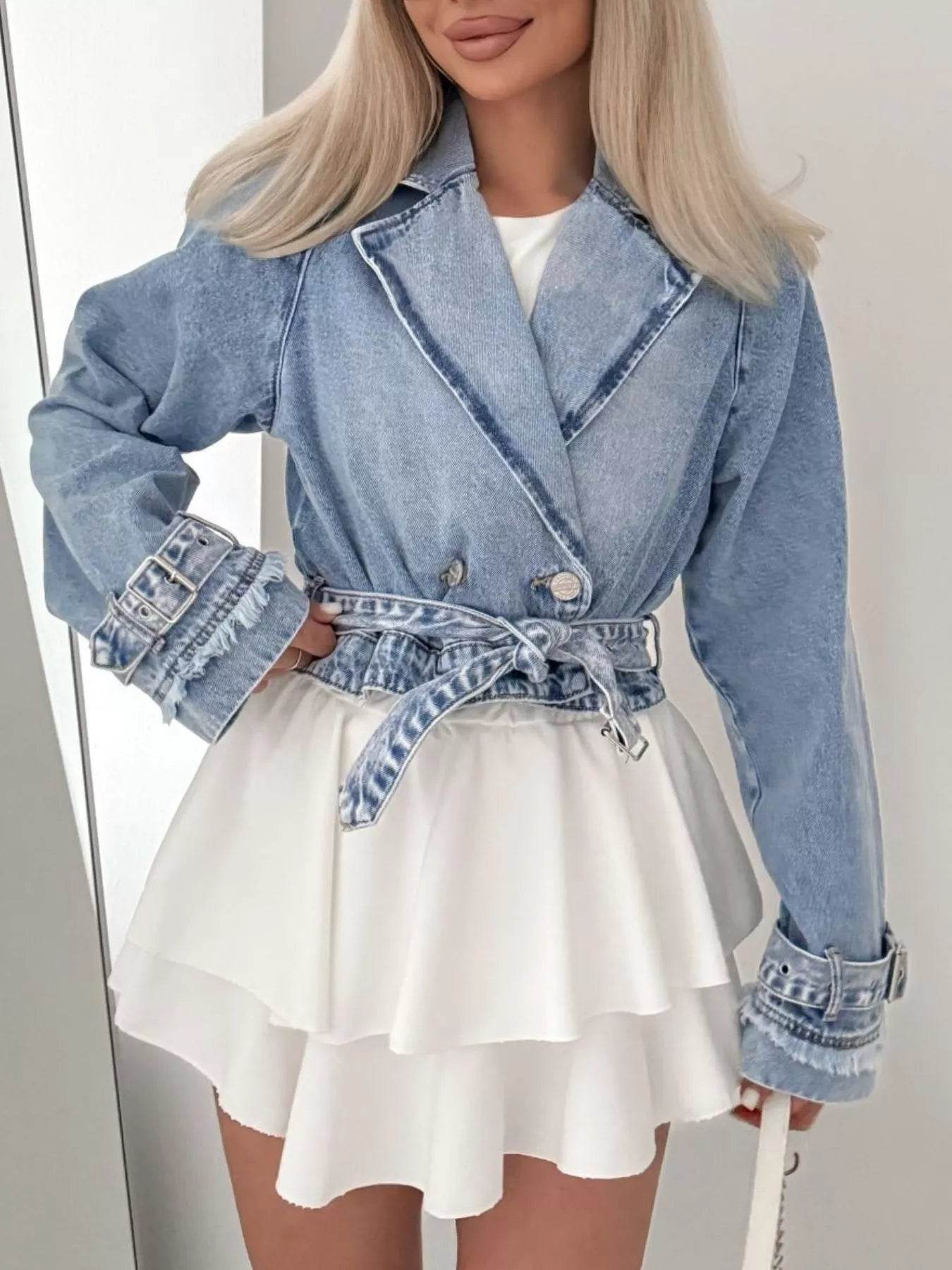 Long Sleeve Crop Denim Jacket - Ultim8 Designs 4 U