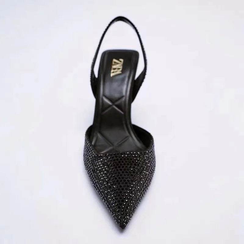 Rhinestone Slingback High Heel Pumps - Ultim8 Designs 4 U