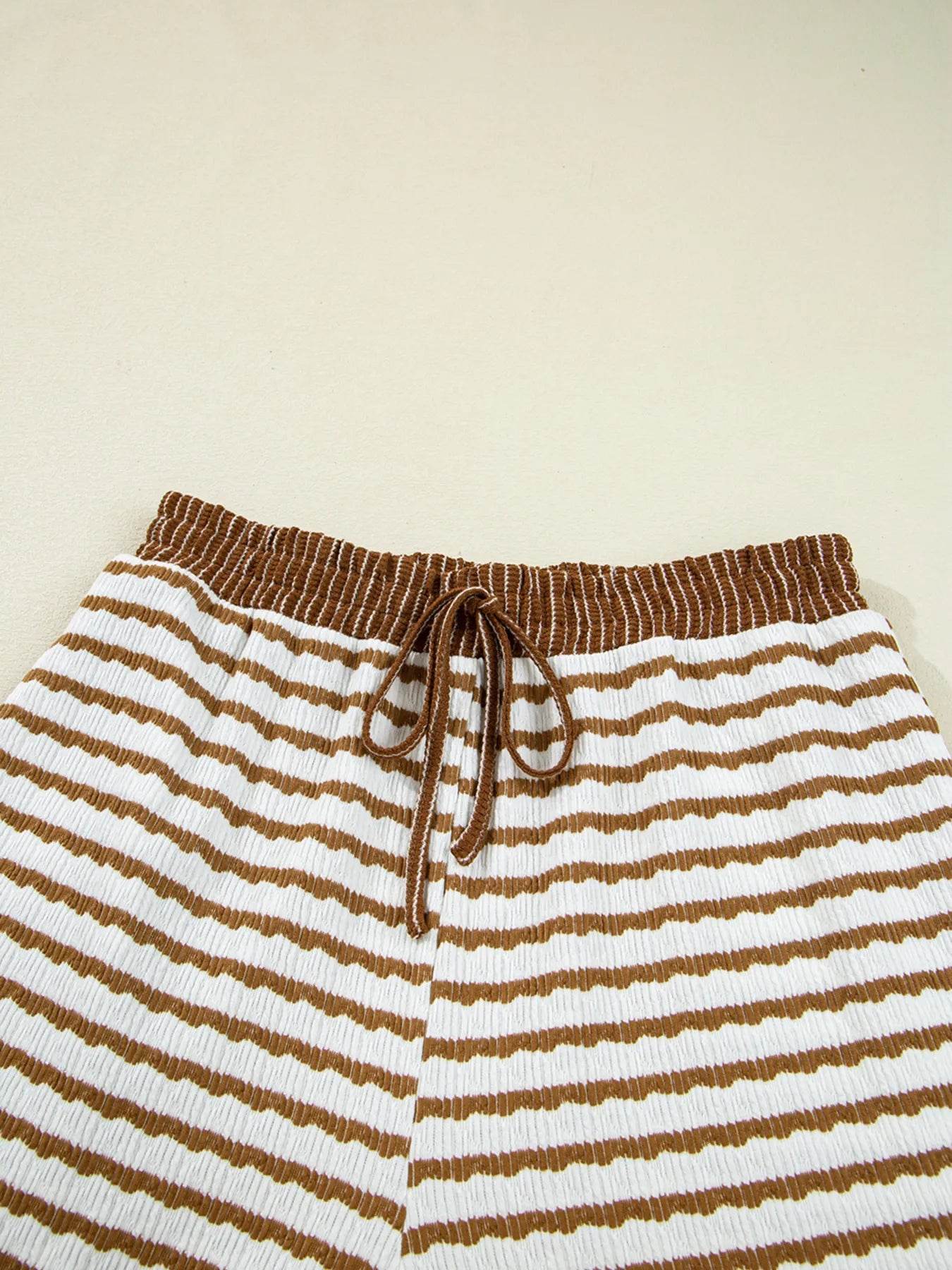Stripe Collared Top and Drawstring Pant Set - Ultim8 Designs 4 U
