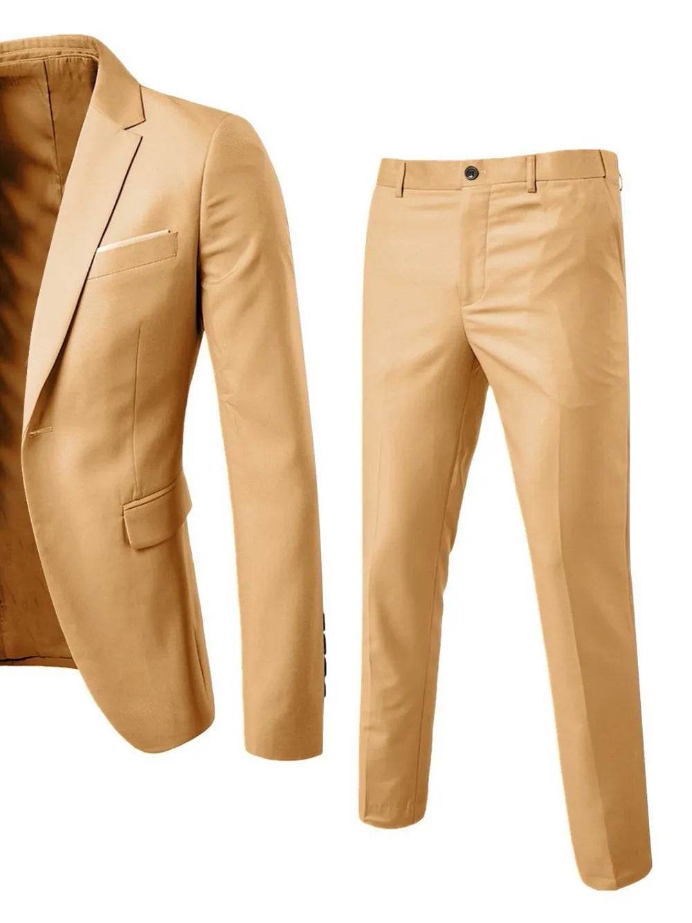 Men's Full Size Slim Fit One Button Top and Pants Two-Piece Blazer Set Plus Size - Ultim8 Designs 4 U