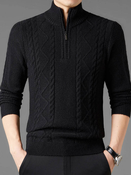 Men's Plus Size Cable Knit Quarter-Zip Sweater - Ultim8 Designs 4 U