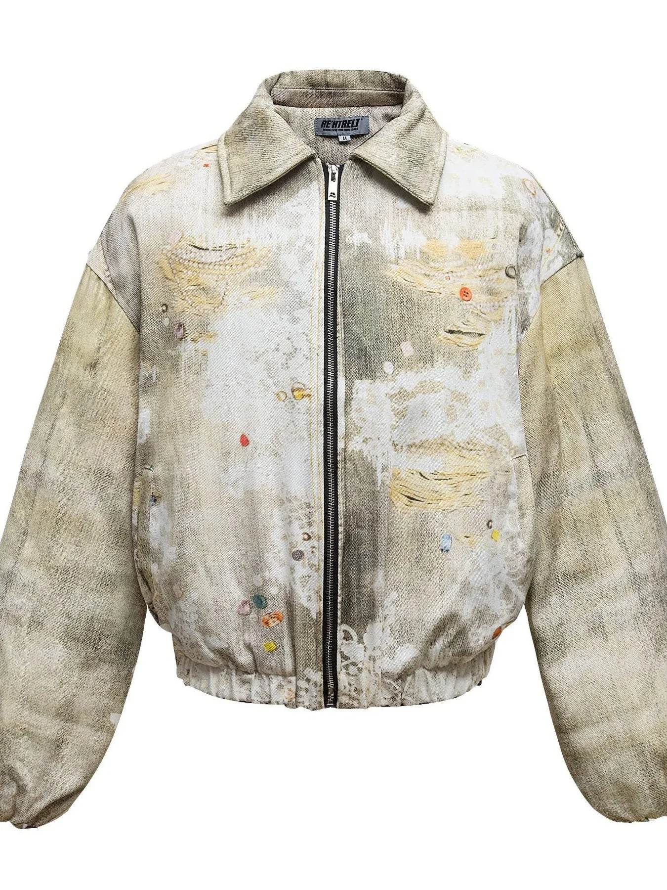 Men's Distressed Paint Splatter Zip Up Jacket - Ultim8 Designs 4 U