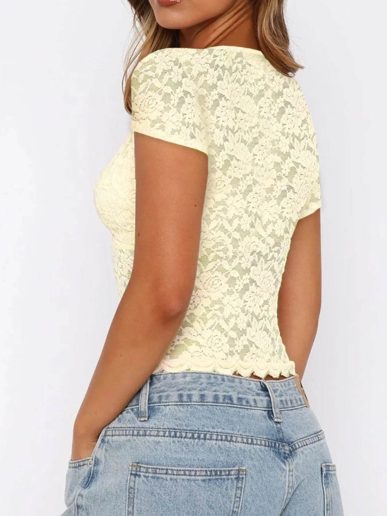 Lace Short Sleeve T-Shirt - Ultim8 Designs 4 U