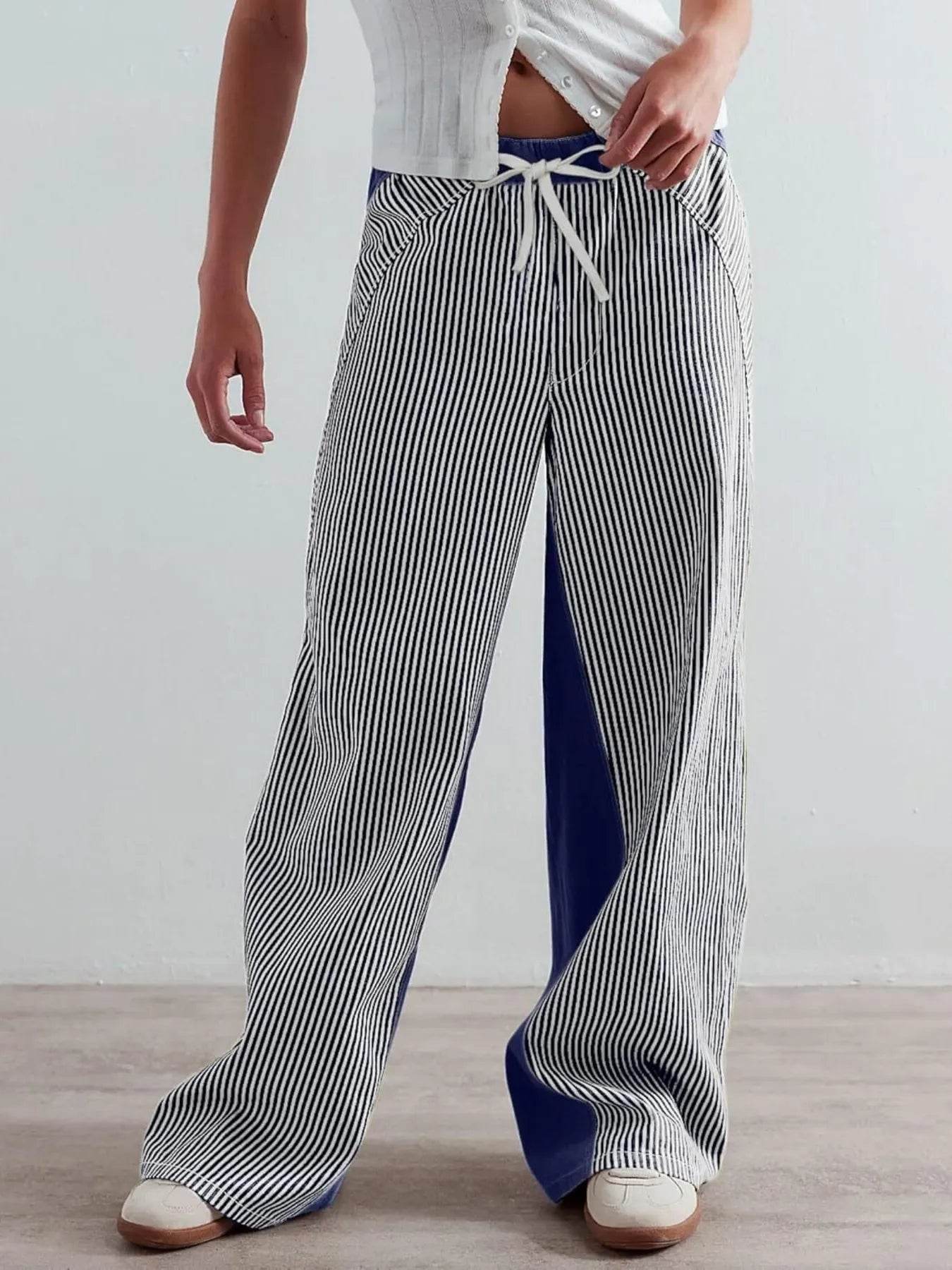 Striped Wide Leg Jeans - Ultim8 Designs 4 U