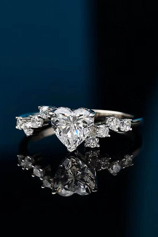 1 Carat Moissanite Heart 925 Sterling Silver Ring - Ultim8 Designs 4 U