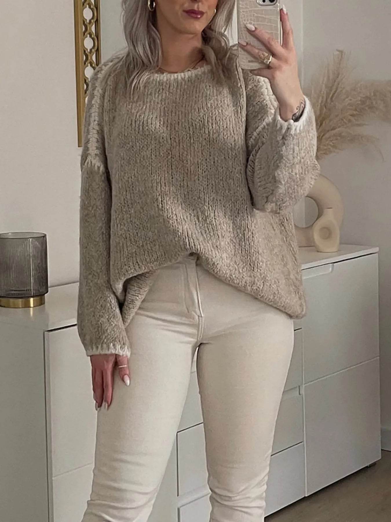 Contrast Trim Oversized Sweater - Ultim8 Designs 4 U