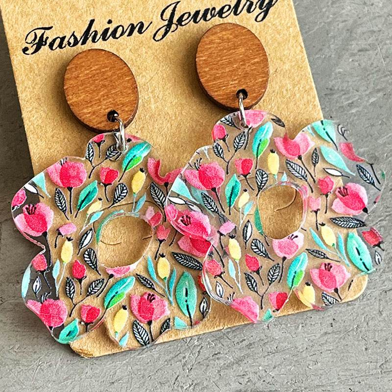 Flower Shape Acrylic Dangle Earrings - Ultim8 Designs 4 U