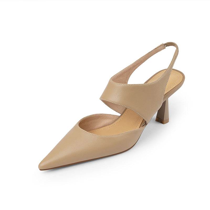 Stiletto Heel Closed Toe Sandals Women Hollow-out Cowhide Pointed OL Pumps - Ultim8 Designs 4 U