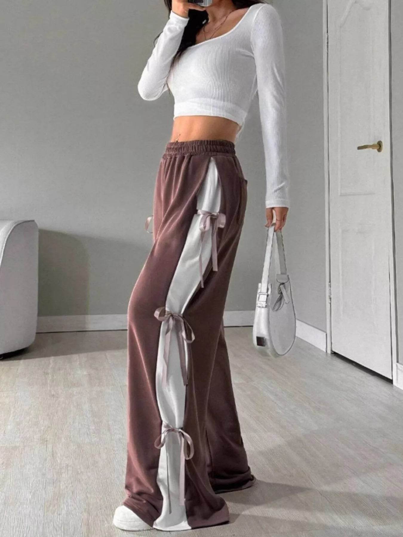 Side Tie Wide Leg Pants - Ultim8 Designs 4 U