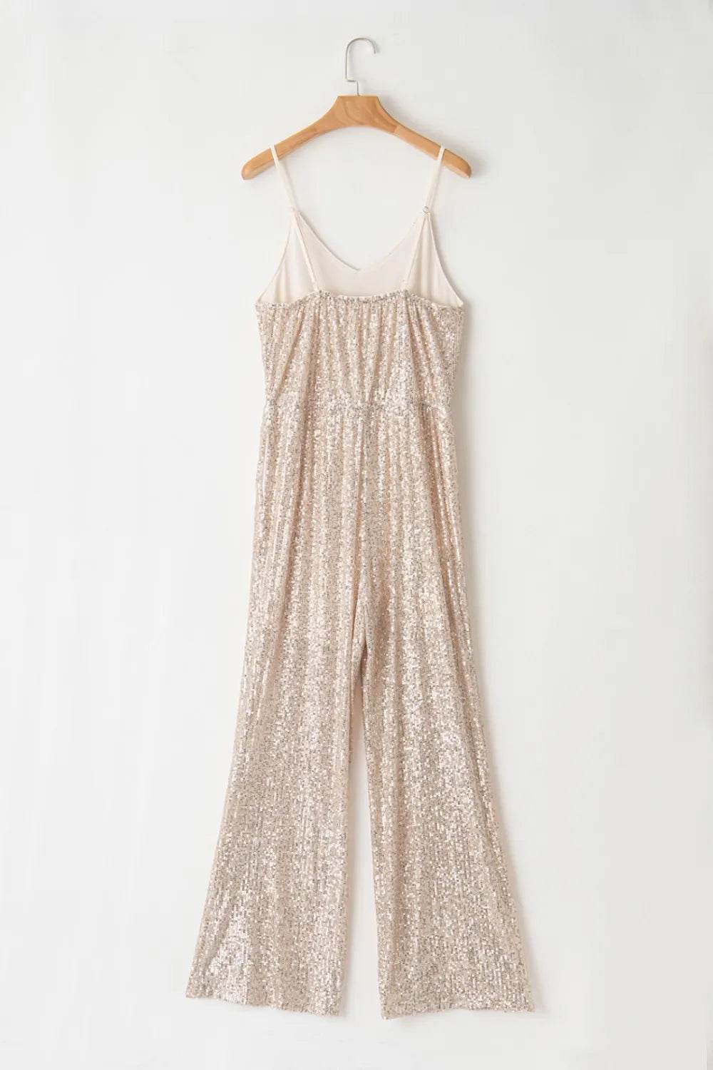 Sequin Spaghetti Strap Wide Leg Jumpsuit - Ultim8 Designs 4 U