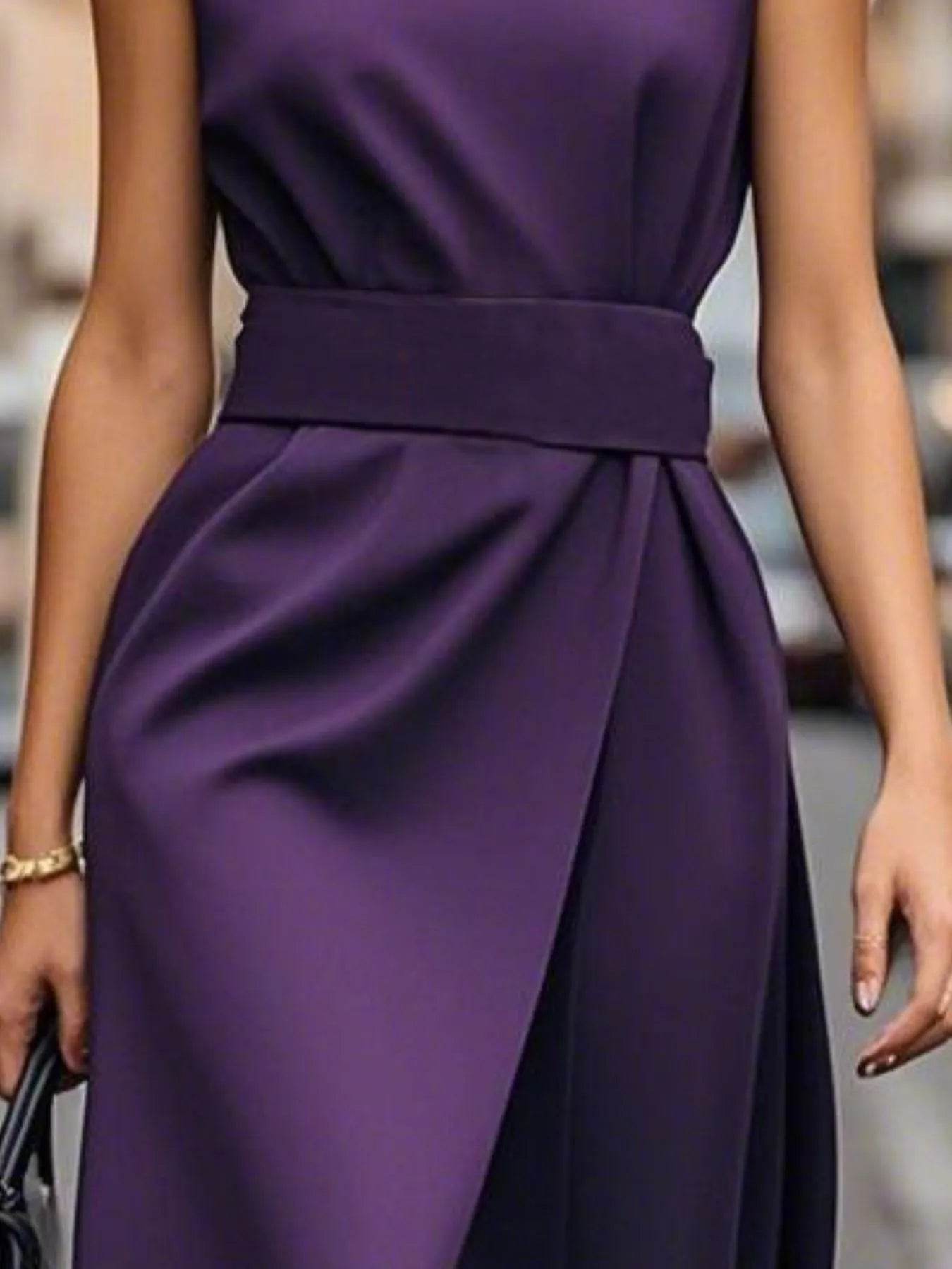 Round Neck Sleeveless Midi Sheath Dress - Ultim8 Designs 4 U