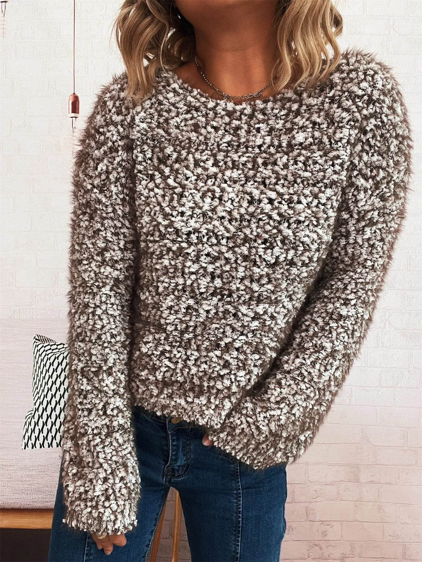 Crochet Round Neck Dropped Shoulder Sweater - Ultim8 Designs 4 U