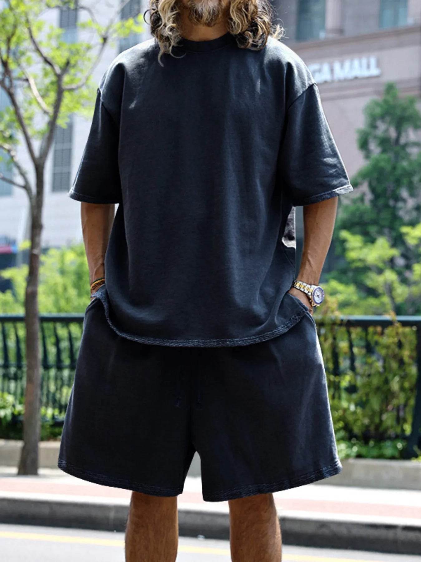 Men's Full Size Round Neck Short Sleeve Top and Shorts Set Plus Size - Ultim8 Designs 4 U
