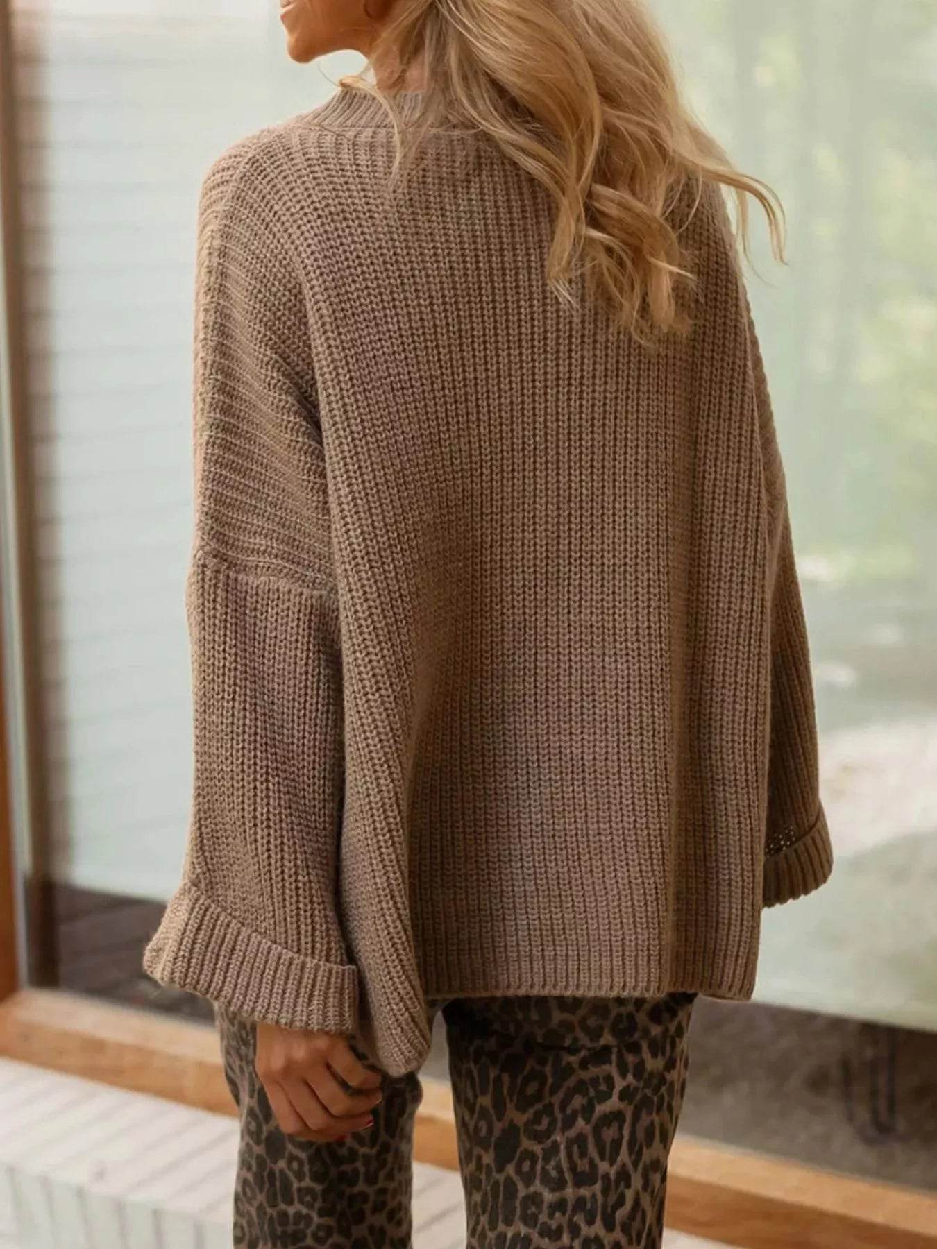 Asymmetrical Button Detail Sweater - Ultim8 Designs 4 U