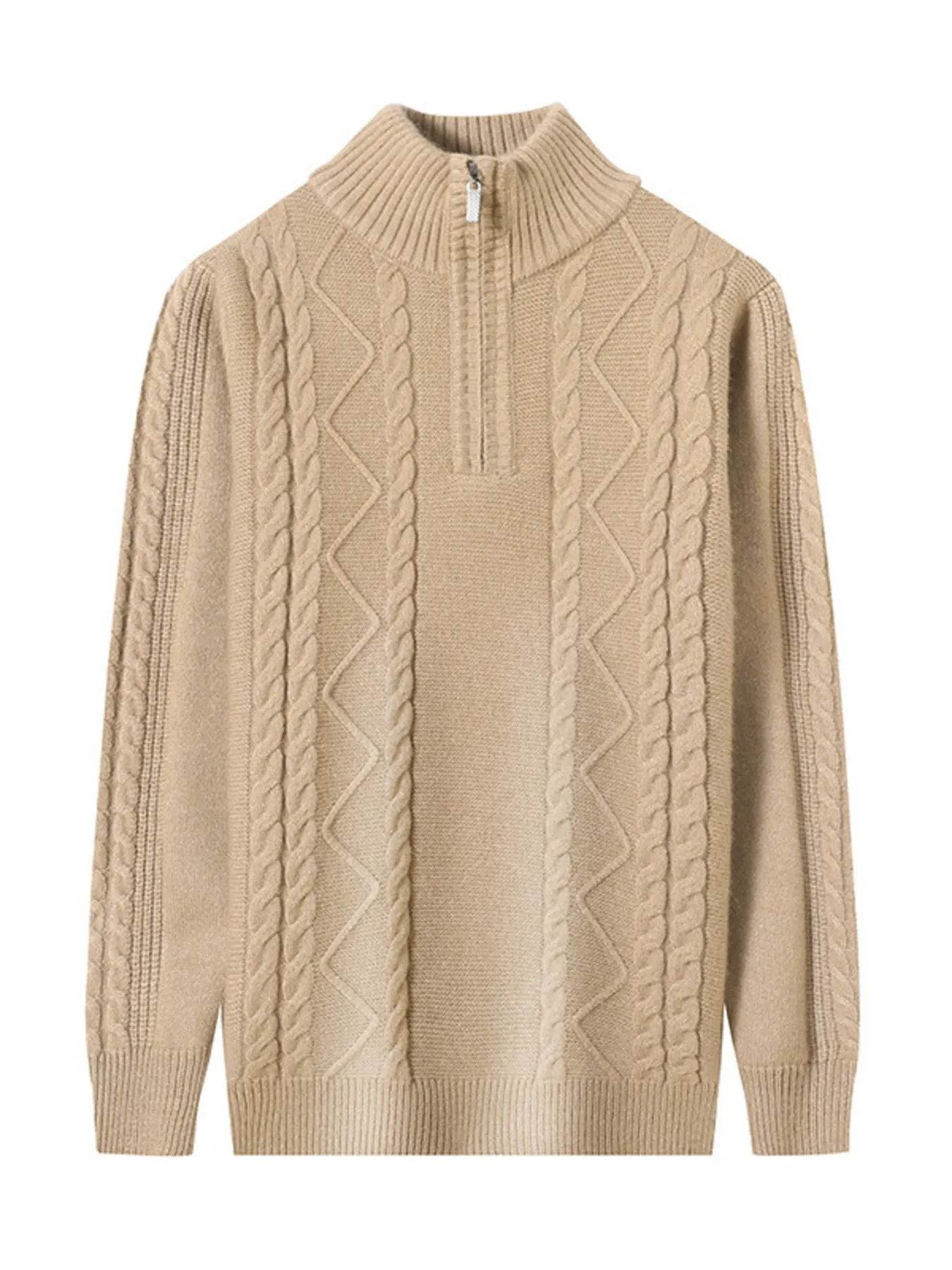 Men's Plus Size Cable Knit Quarter-Zip Sweater - Ultim8 Designs 4 U