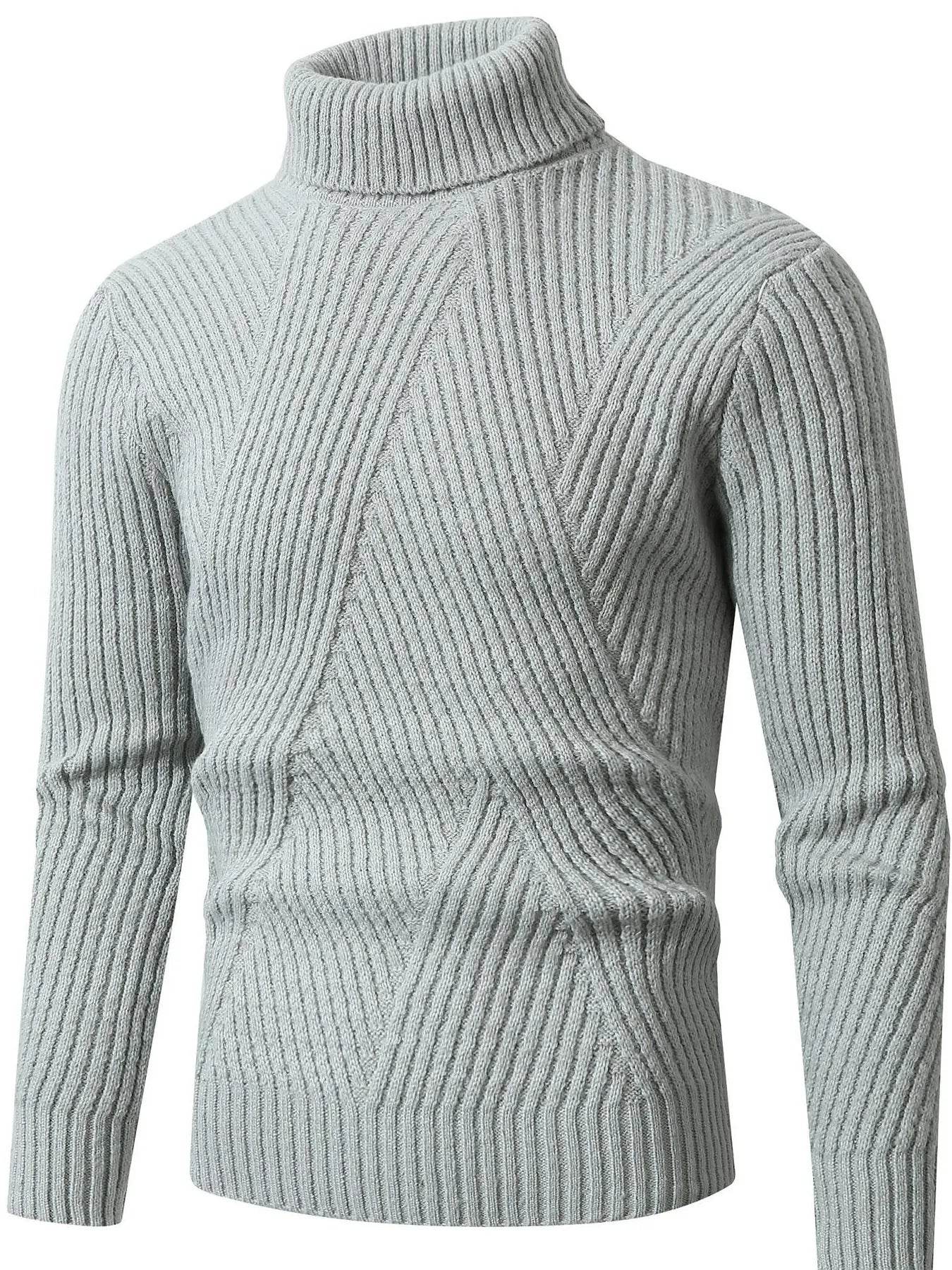 Men's Plus Size Ribbed Turtleneck Long Sleeve Sweater - Ultim8 Designs 4 U