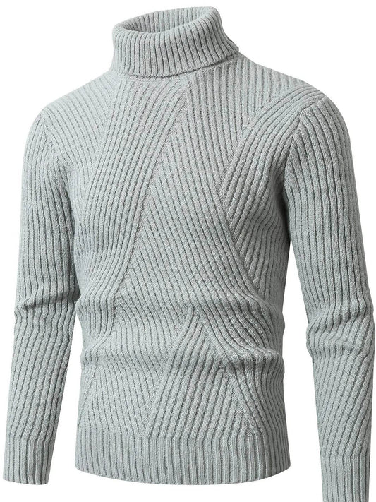 Men's Plus Size Ribbed Turtleneck Long Sleeve Sweater - Ultim8 Designs 4 U