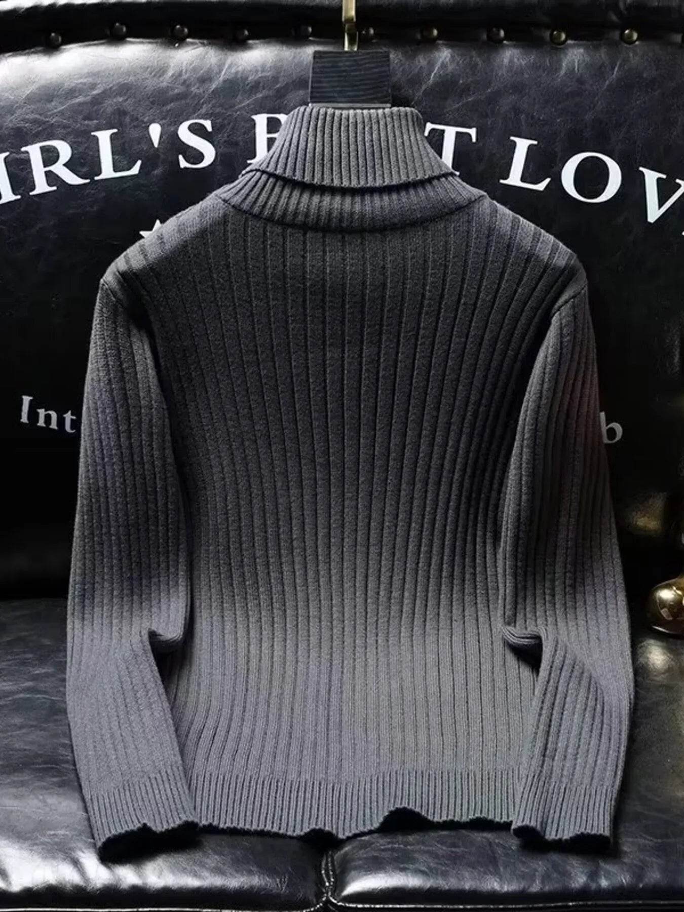 Men's Ribbed Turtleneck Long Sleeve Sweater - Ultim8 Designs 4 U