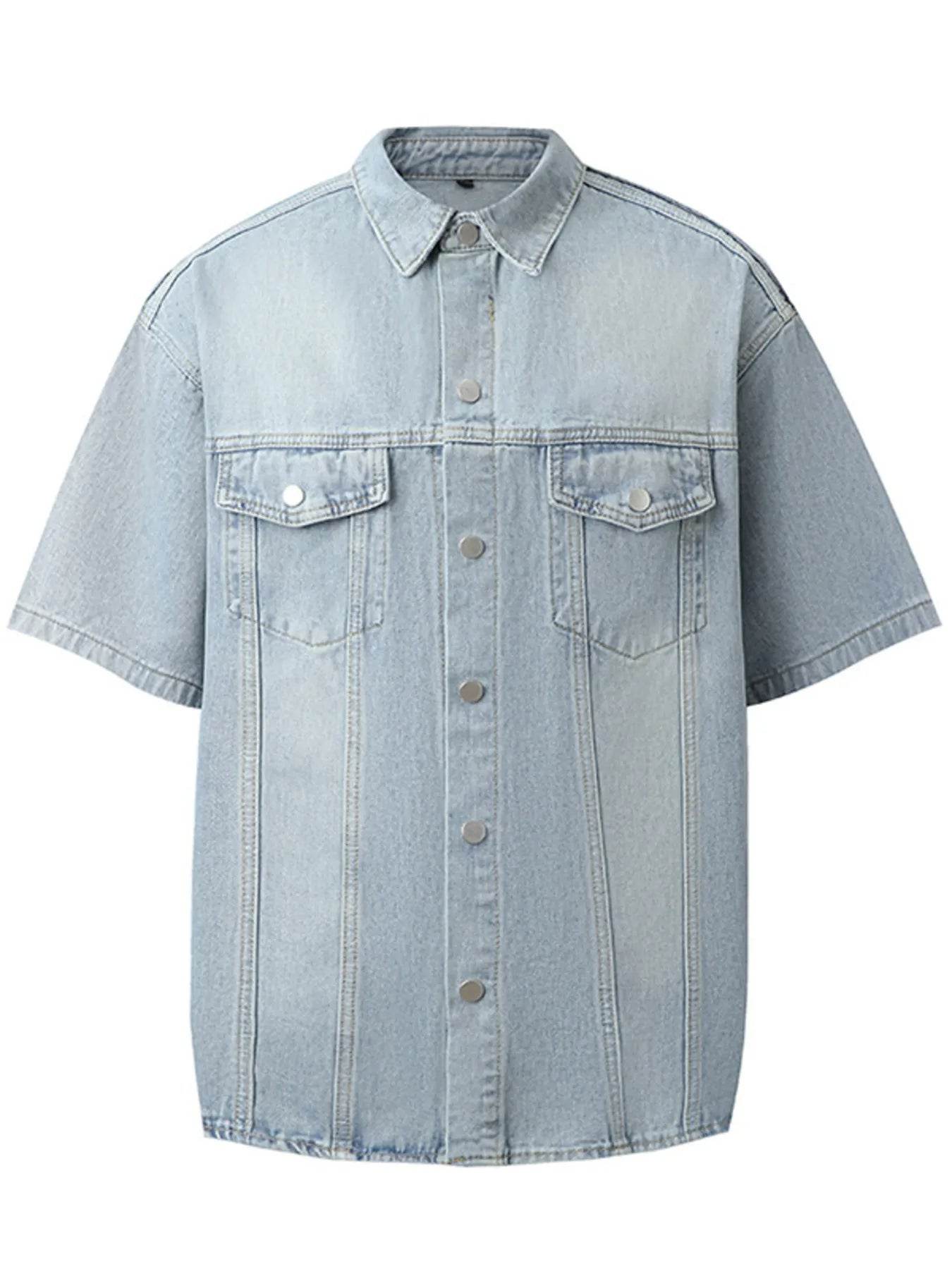 Men's Washed Short Sleeve Denim Shirt - Ultim8 Designs 4 U