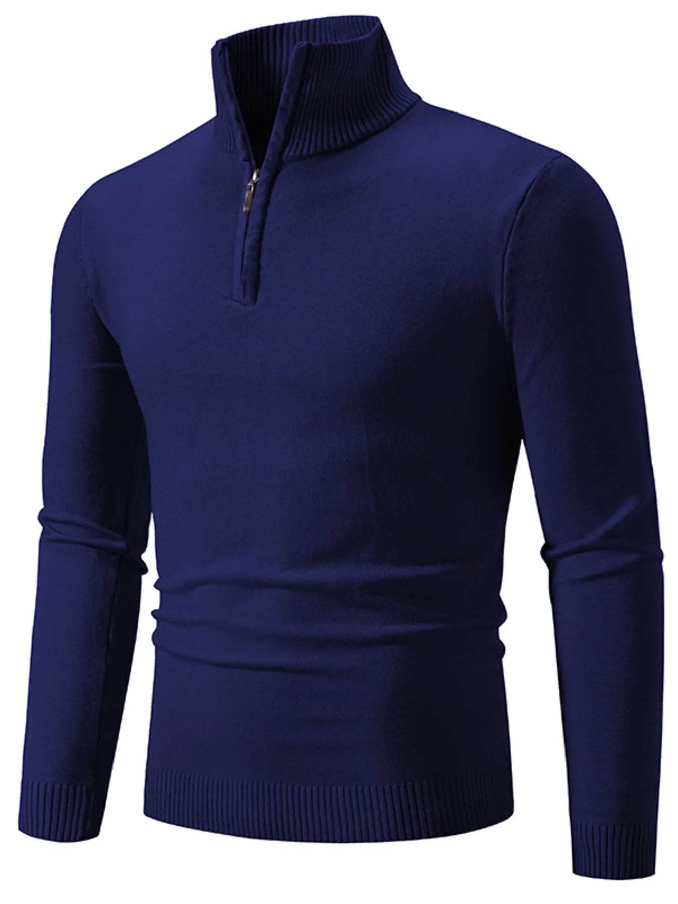 Men's Plus Size Quarter-Zip Turtleneck Sweater - Ultim8 Designs 4 U