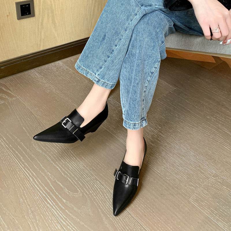 Inside And Outside Leather 65 European And American Belt Buckle Pumps High Heel - Ultim8 Designs 4 U