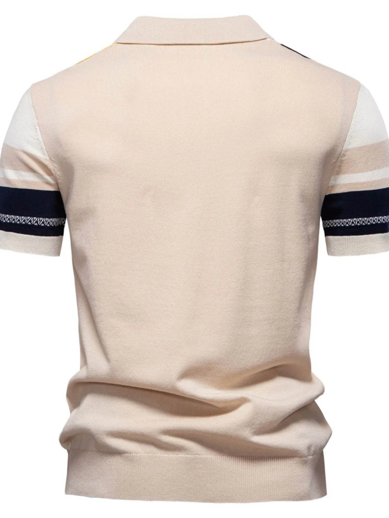 Men's Contrast Striped Knit Polo Shirt - Ultim8 Designs 4 U
