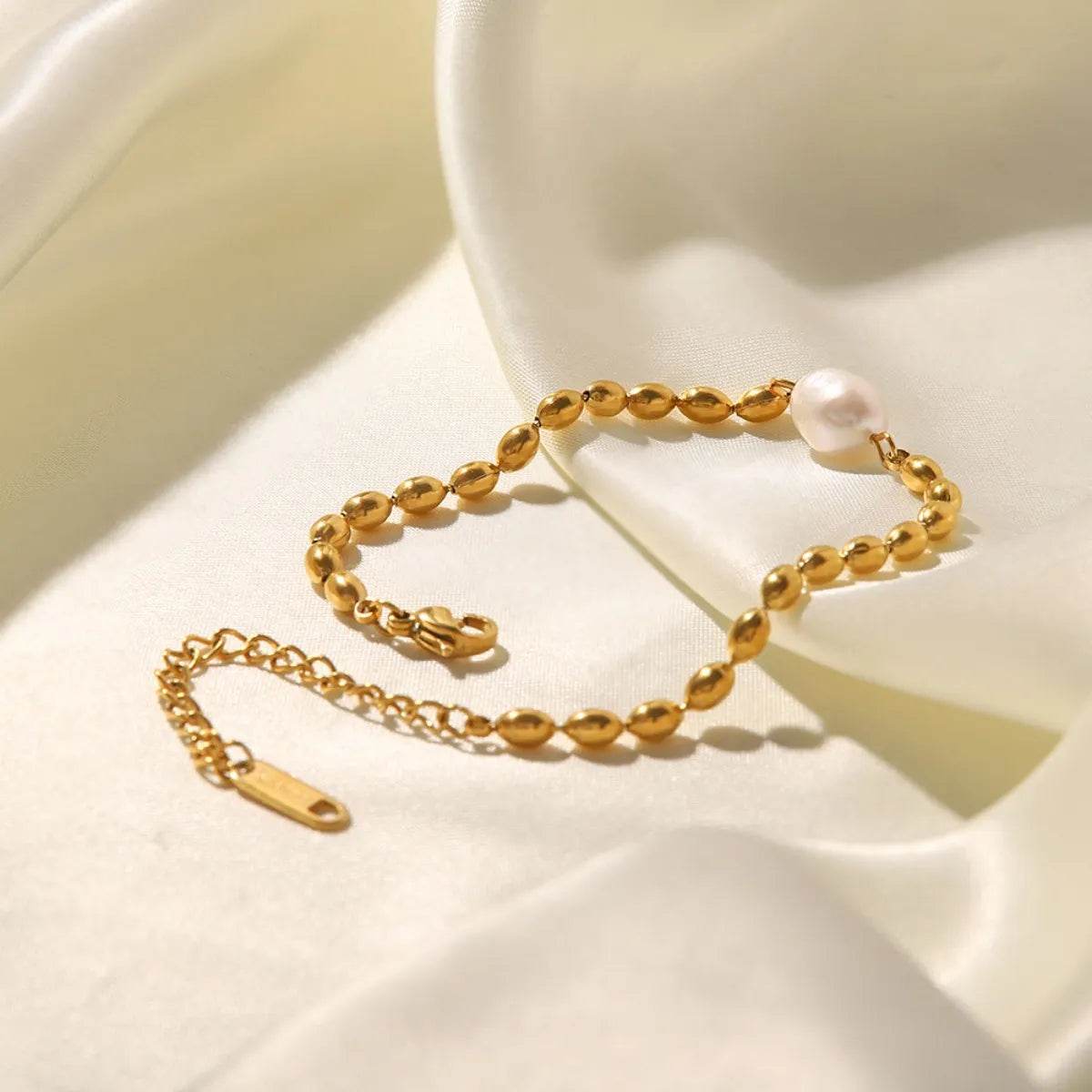 Pearl and Gold Chain Jewelry Set with Necklace and Bracelet - Ultim8 Designs 4 U