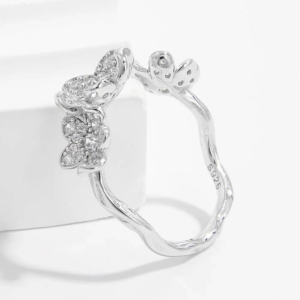 925 Sterling Silver Inlaid Zircon Open Ring - Ultim8 Designs 4 U