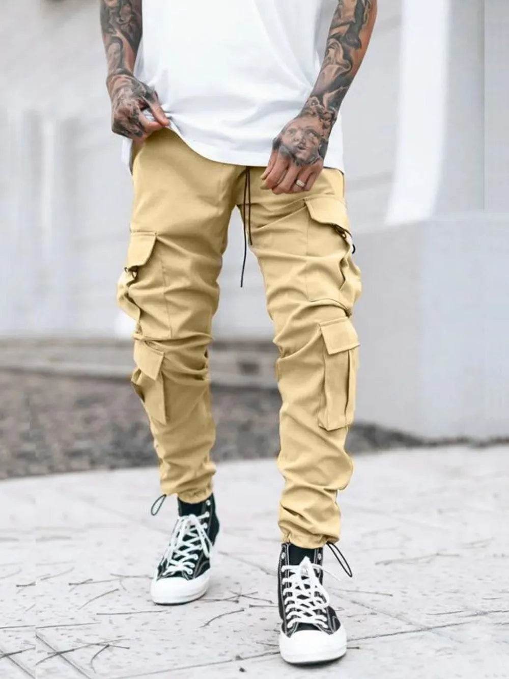 Men's Drawstring Pants with Cargo Pockets - Ultim8 Designs 4 U