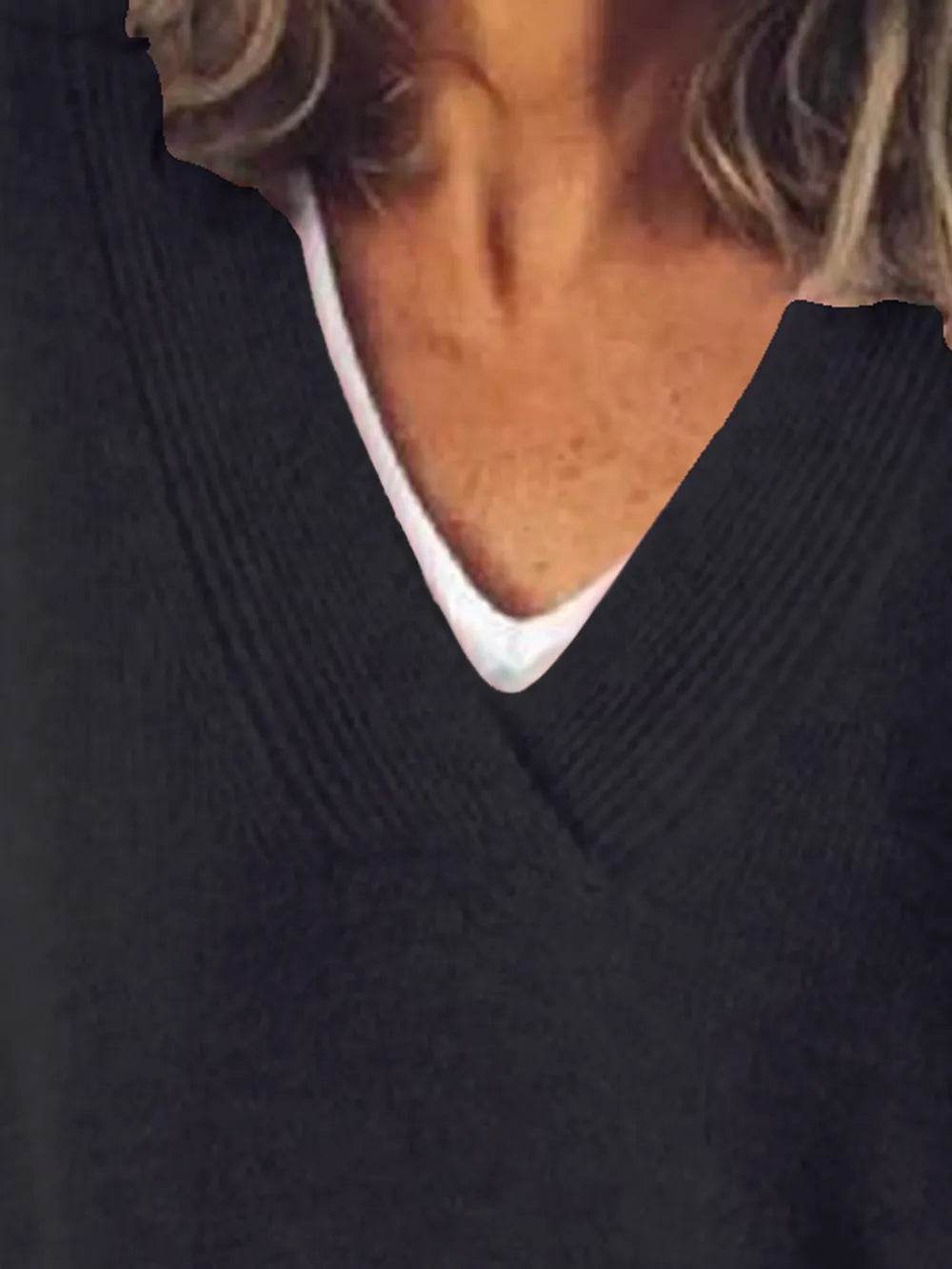 V-Neck Dropped Shoulder Sweater - Ultim8 Designs 4 U