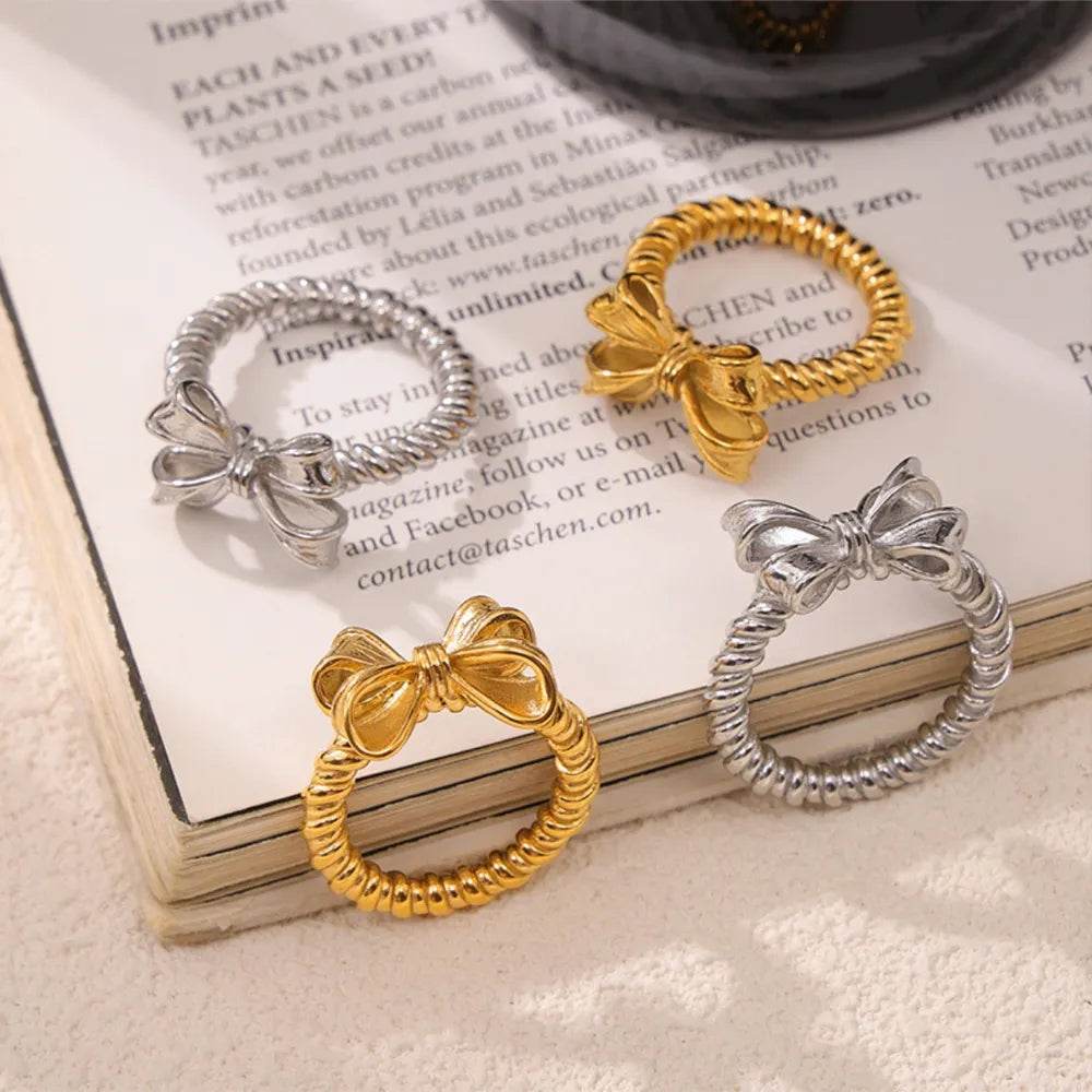 Twisted Titanium Steel Bow Ring - Ultim8 Designs 4 U