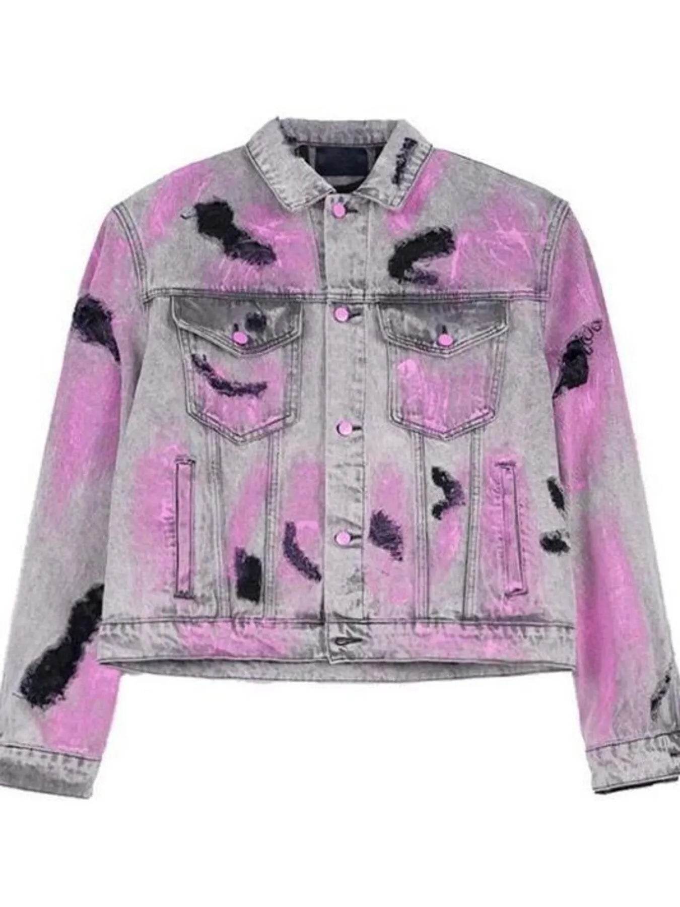 Men's Graffiti Washed Button Up Denim - Jacket- Plus Size - Ultim8 Designs 4 U