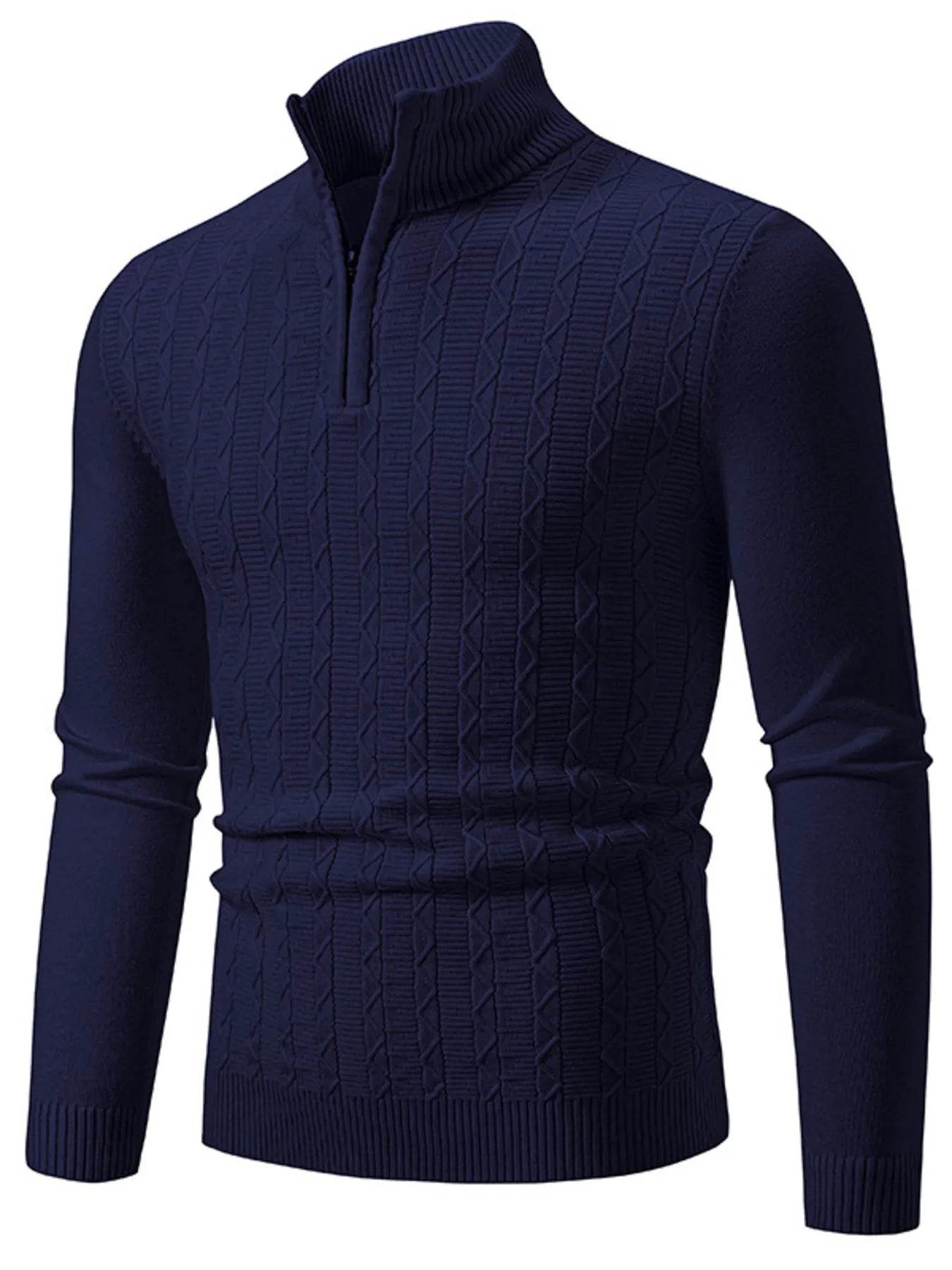 Men's Plus Size Quarter Zip Long Sleeve Sweater - Ultim8 Designs 4 U