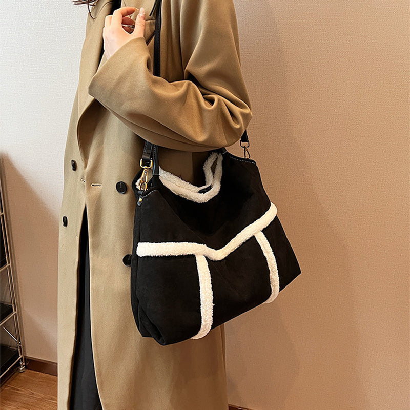 Handbags - Totes - 2pcs Women Plush Casual Large-Capacity Suede Winter