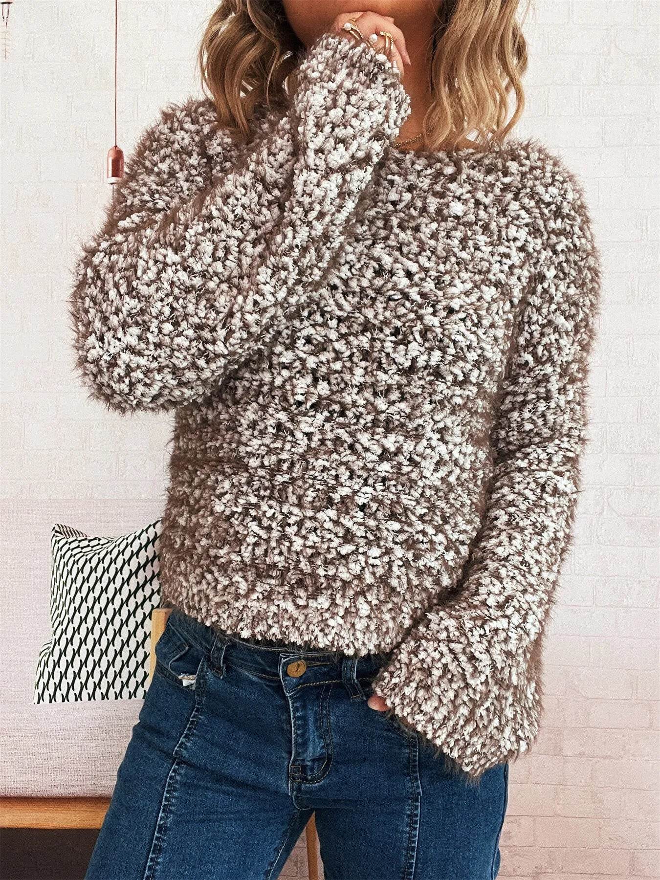 Crochet Round Neck Dropped Shoulder Sweater - Ultim8 Designs 4 U