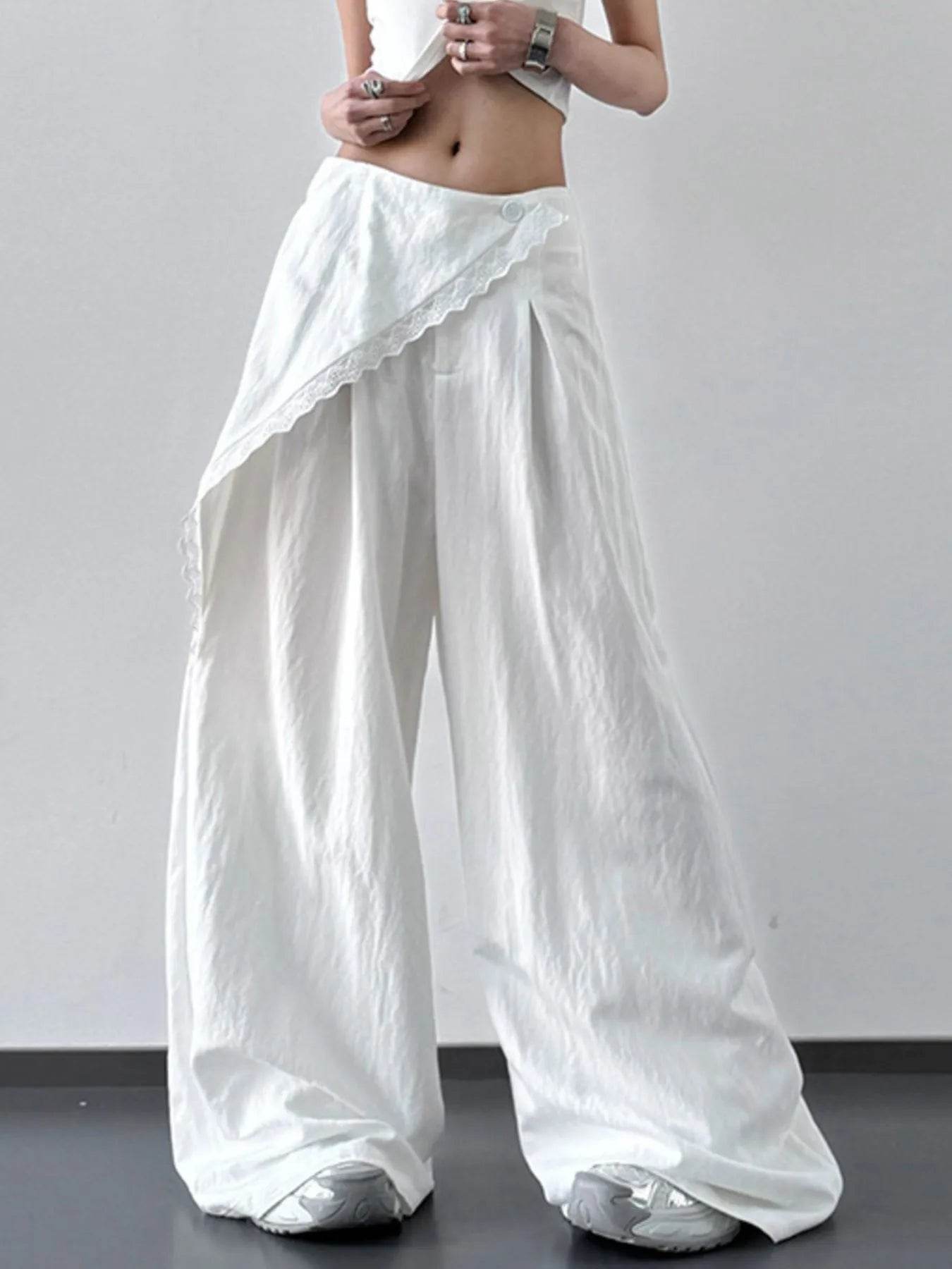 Lace Detail Wide Leg Pants - Ultim8 Designs 4 U