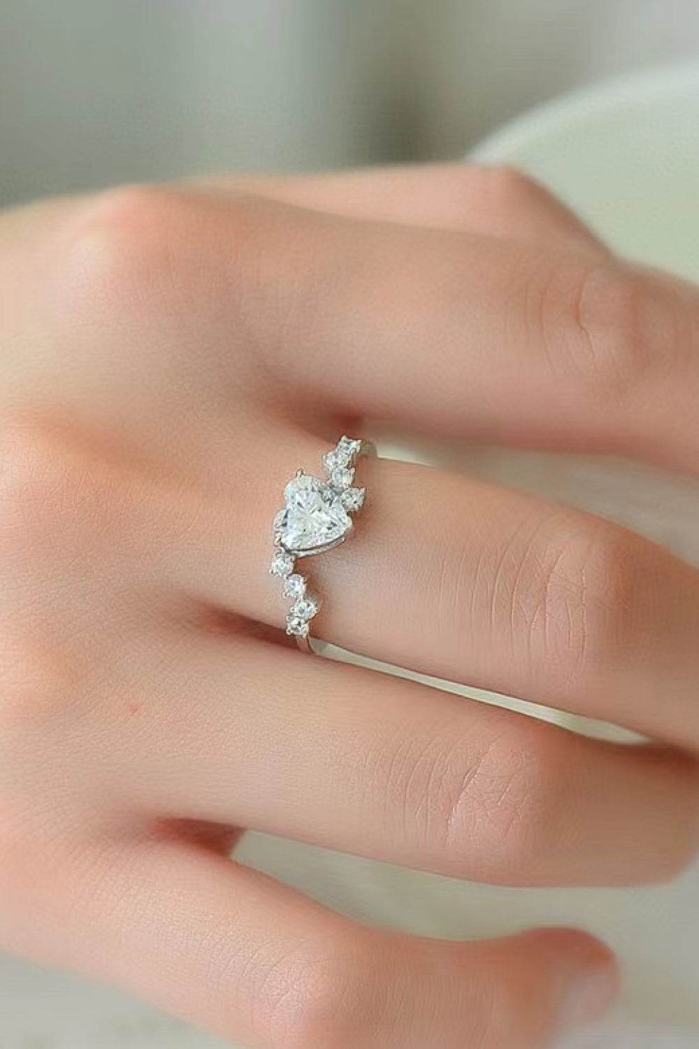 1 Carat Moissanite Heart 925 Sterling Silver Ring - Ultim8 Designs 4 U