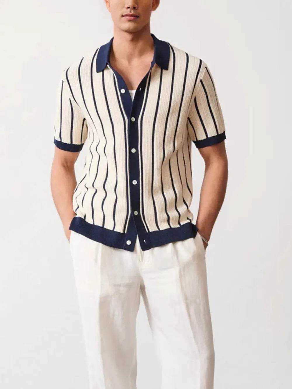 Men's Plus Size Striped Button Down Short Sleeve Shirt - Ultim8 Designs 4 U
