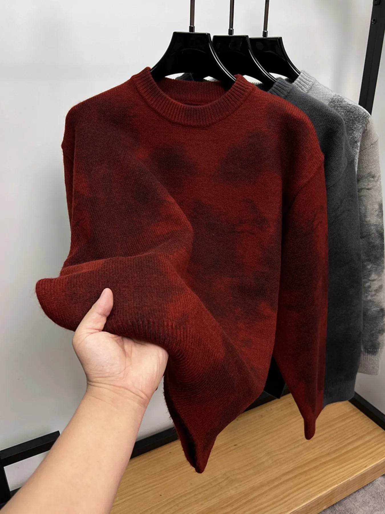 Men's Plus Size Ribbed Hem Round Neck Sweater - Ultim8 Designs 4 U