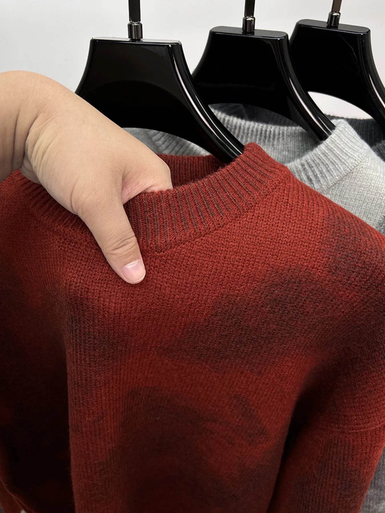 Men's Plus Size Ribbed Hem Round Neck Sweater - Ultim8 Designs 4 U